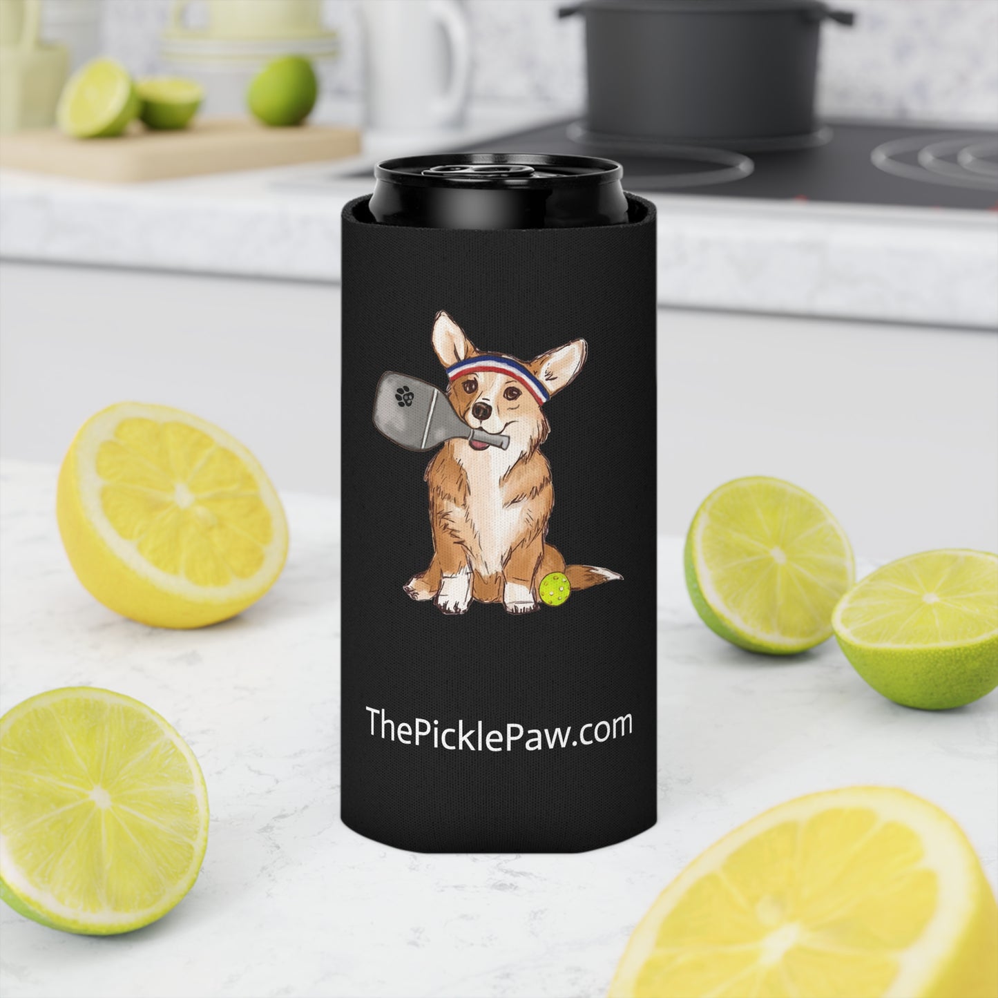 Can Cooler - Pickleball Corgi