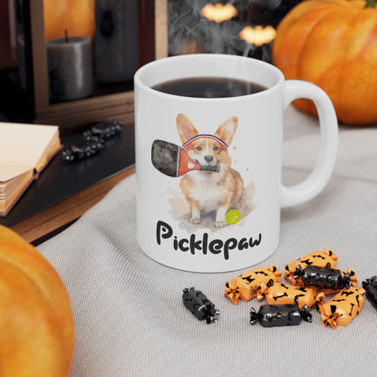 Pickleball Corgi Ceramic Mug