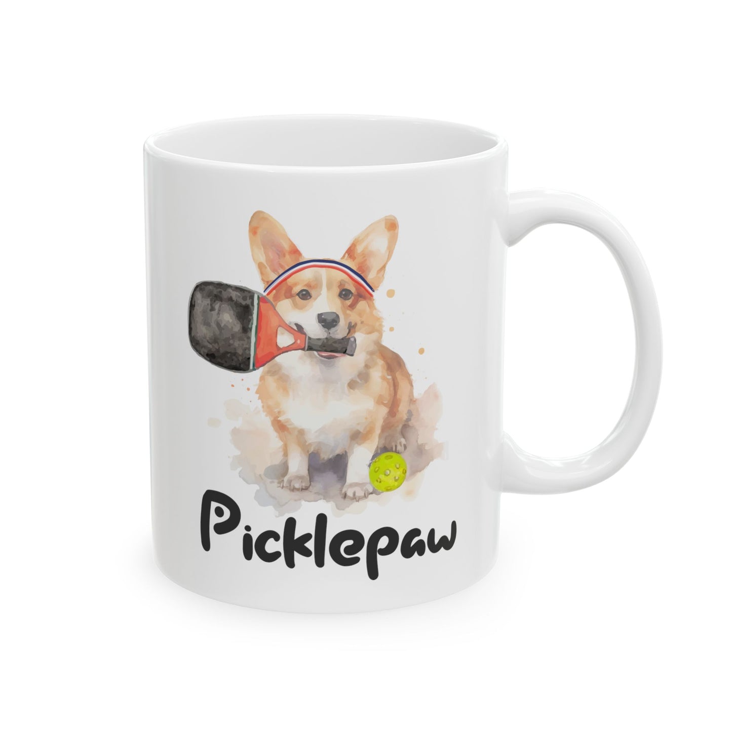 Pickleball Corgi Ceramic Mug