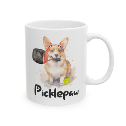 Pickleball Corgi Ceramic Mug