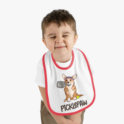 Baby Bib with Pickleball Corgi Design