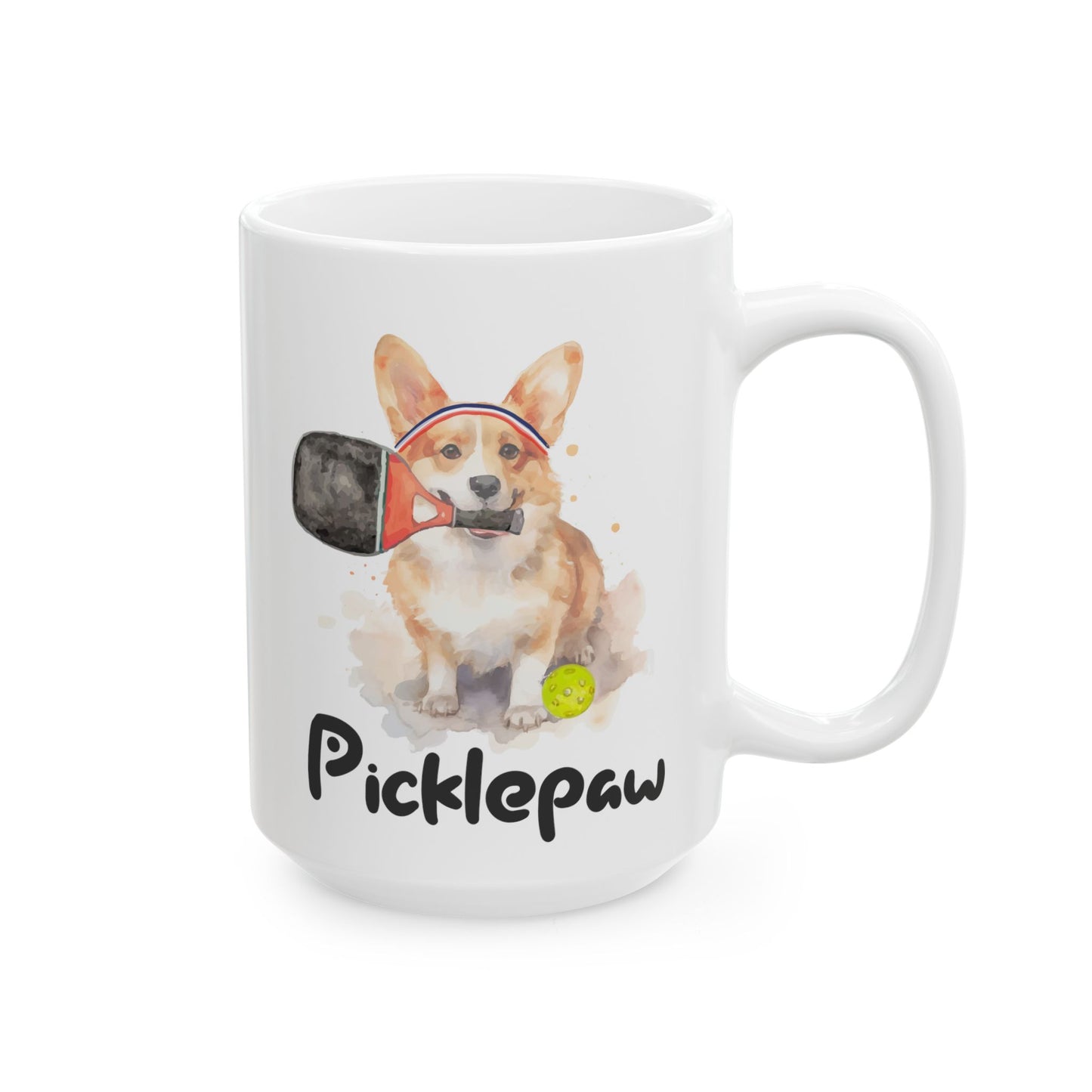 Pickleball Corgi Ceramic Mug