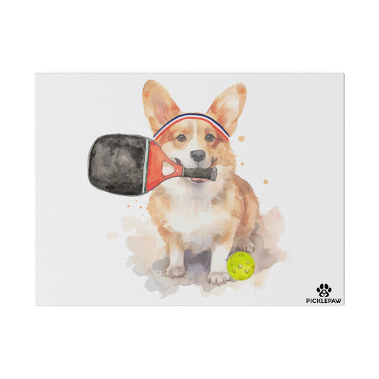 Canvas Wall Art Corgi Pickleball