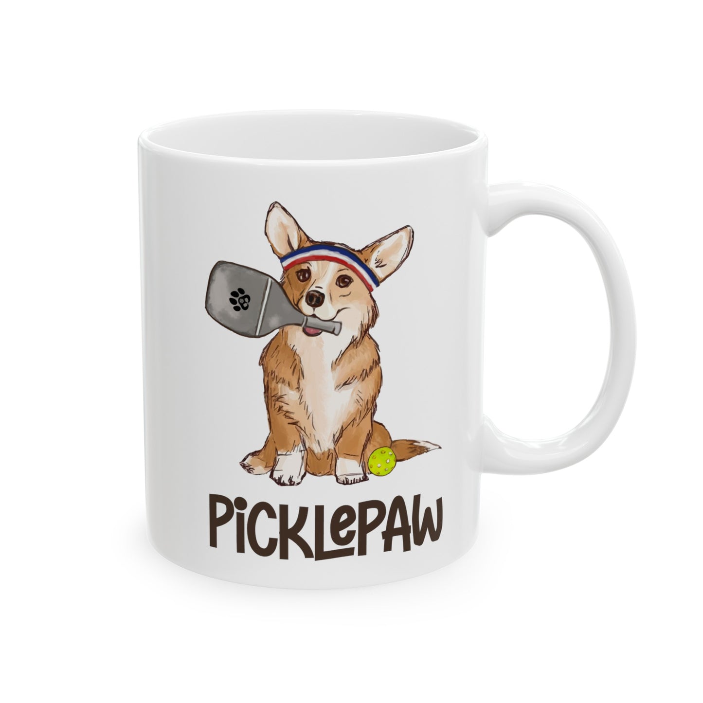 Pickleball Corgi Ceramic Mug #2