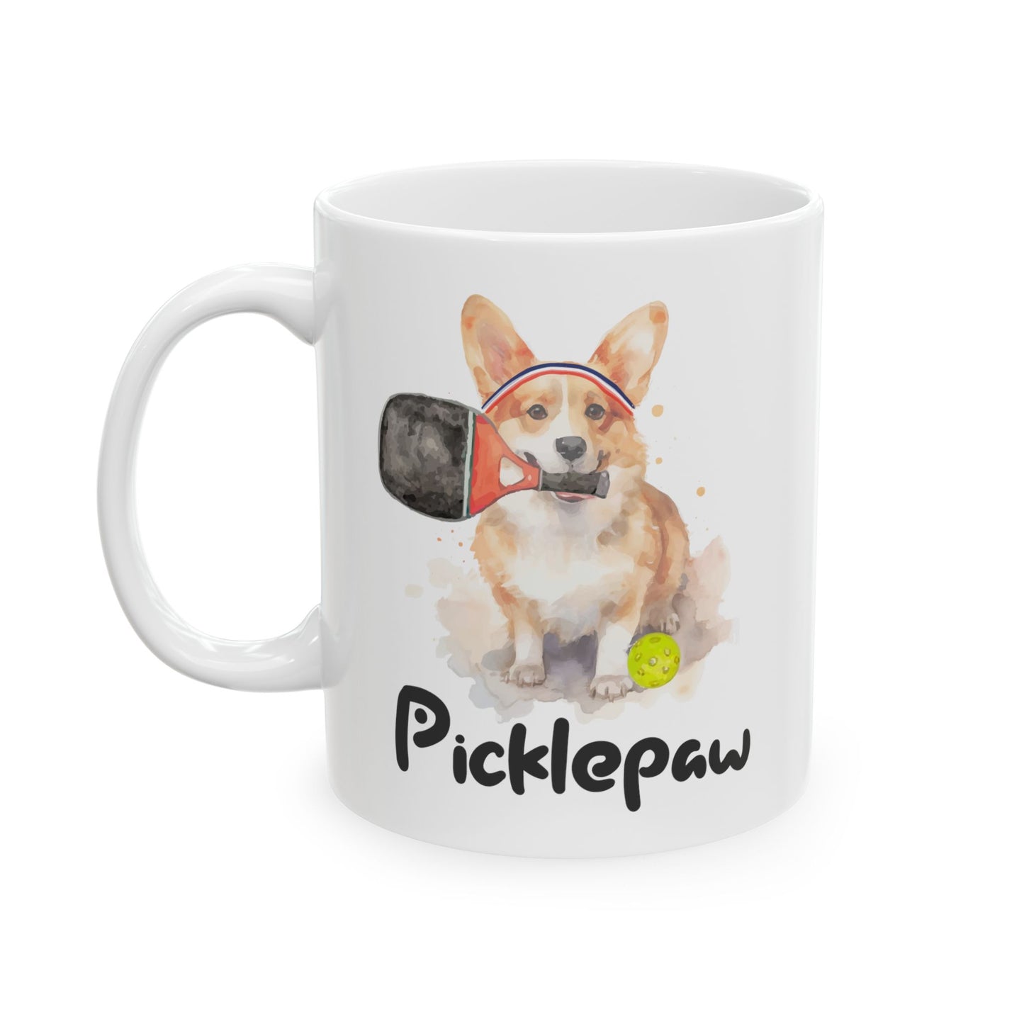 Pickleball Corgi Ceramic Mug