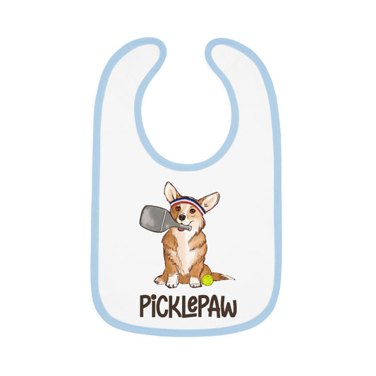 Baby Bib with Pickleball Corgi Design